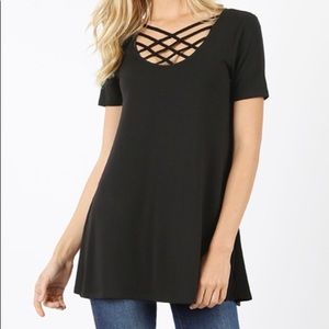 Lattice front Tunic top